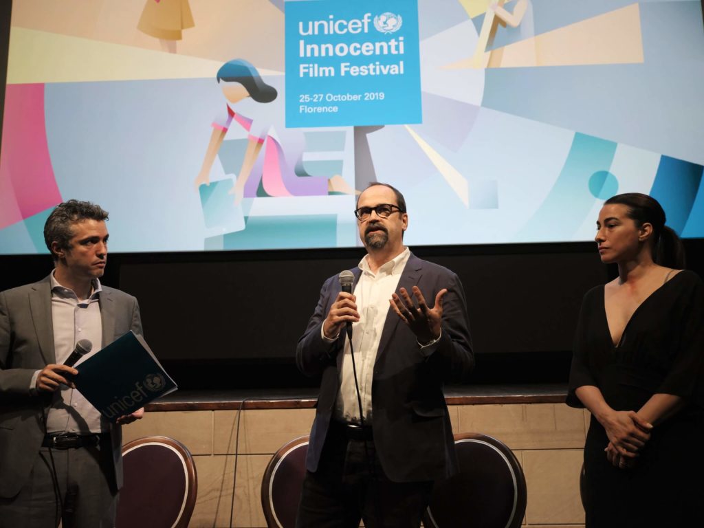Dale Rutstein, Chief, Communication at UNICEF Innocenti and journalists Annalisa Bugliani and Federico Chiarini